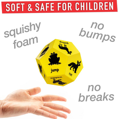 Yoga Dice for Kids, Large 12-Sided Soft Foam Exercise Dice