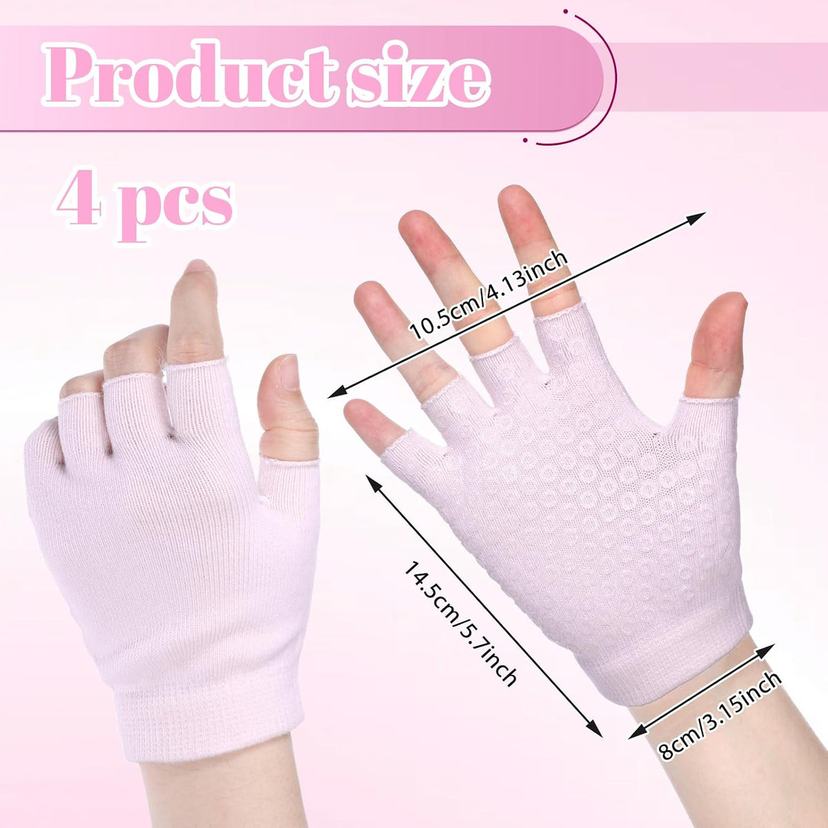 2 Pairs Non Slip Yoga Gloves for Women, Fingerless Pilates Gloves with Grips, Silicone Non Slip Grips for Workout Fitness Exercise (Black and Pink)