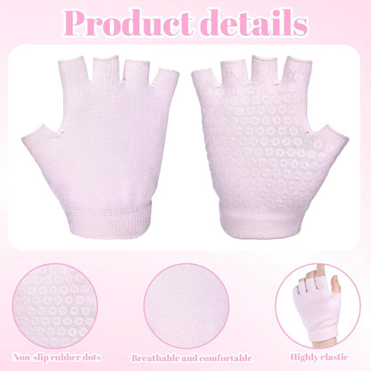 2 Pairs Non Slip Yoga Gloves for Women, Fingerless Pilates Gloves with Grips, Silicone Non Slip Grips for Workout Fitness Exercise (Black and Pink)