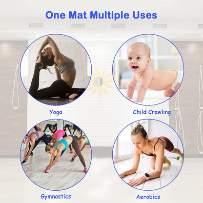 Gymnastics Tumbling Mat, 3 Folding Exercise Mat with Handle, All-Purpose Home Gym Mat for Tumbling, 6'x2'x2'