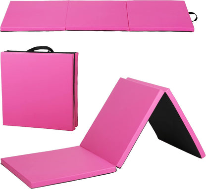 Gymnastics Tumbling Mat, 3 Folding Exercise Mat with Handle, All-Purpose Home Gym Mat for Tumbling, 6'x2'x2'