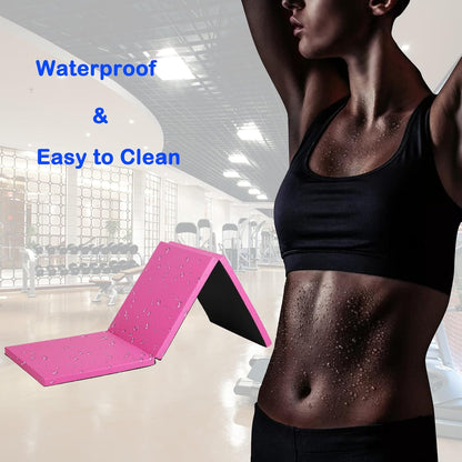 Gymnastics Tumbling Mat, 3 Folding Exercise Mat with Handle, All-Purpose Home Gym Mat for Tumbling, 6'x2'x2'