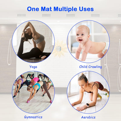 Gymnastics Tumbling Mat, 3 Folding Exercise Mat with Handle, All-Purpose Home Gym Mat for Tumbling, 6'x2'x2'