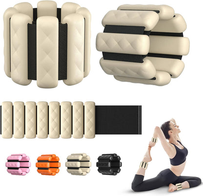 Pilates Wrist and Ankle Weights for Women - Adjustable Weighted Bangles for Men, 2 lbs Weighted Arm Bands Foot Leg Weights for Walking, Yoga, Training, Exercise, Running, Set of 2 (1LB Each)