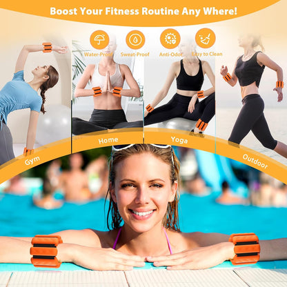 Pilates Wrist and Ankle Weights for Women - Adjustable Weighted Bangles for Men, 2 lbs Weighted Arm Bands Foot Leg Weights for Walking, Yoga, Training, Exercise, Running, Set of 2 (1LB Each)