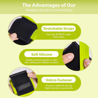 Pilates Wrist and Ankle Weights for Women - Adjustable Weighted Bangles for Men, 2 lbs Weighted Arm Bands Foot Leg Weights for Walking, Yoga, Training, Exercise, Running, Set of 2 (1LB Each)