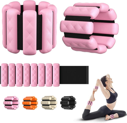 Pilates Wrist and Ankle Weights for Women - Adjustable Weighted Bangles for Men, 2 lbs Weighted Arm Bands Foot Leg Weights for Walking, Yoga, Training, Exercise, Running, Set of 2 (1LB Each)