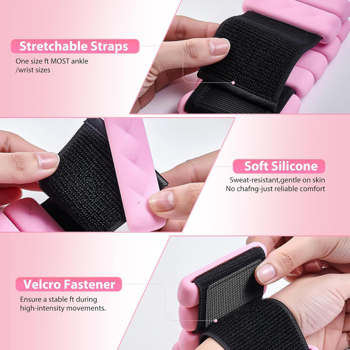 Pilates Wrist and Ankle Weights for Women - Adjustable Weighted Bangles for Men, 2 lbs Weighted Arm Bands Foot Leg Weights for Walking, Yoga, Training, Exercise, Running, Set of 2 (1LB Each)