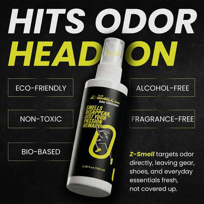 Z-Spray Odor Eliminator On-the-Go Spray – Unscented Deodorizer for Shoes, Pets, Gear, Car & Home – Lasting Smell Remover, Safe for Kids & Animals – Made without Harsh Chemicals – 100mL