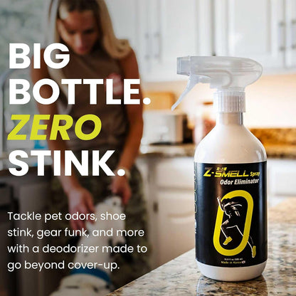 Z-Spray Odor Eliminator On-the-Go Spray – Unscented Deodorizer for Shoes, Pets, Gear, Car & Home – Lasting Smell Remover, Safe for Kids & Animals – Made without Harsh Chemicals – 100mL