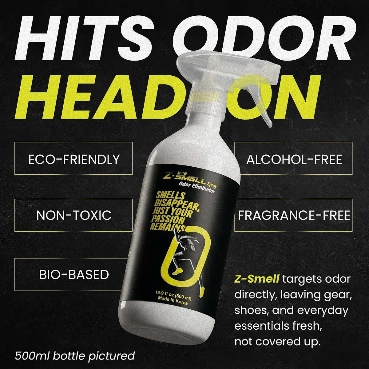 Z-Spray Odor Eliminator On-the-Go Spray – Unscented Deodorizer for Shoes, Pets, Gear, Car & Home – Lasting Smell Remover, Safe for Kids & Animals – Made without Harsh Chemicals – 100mL