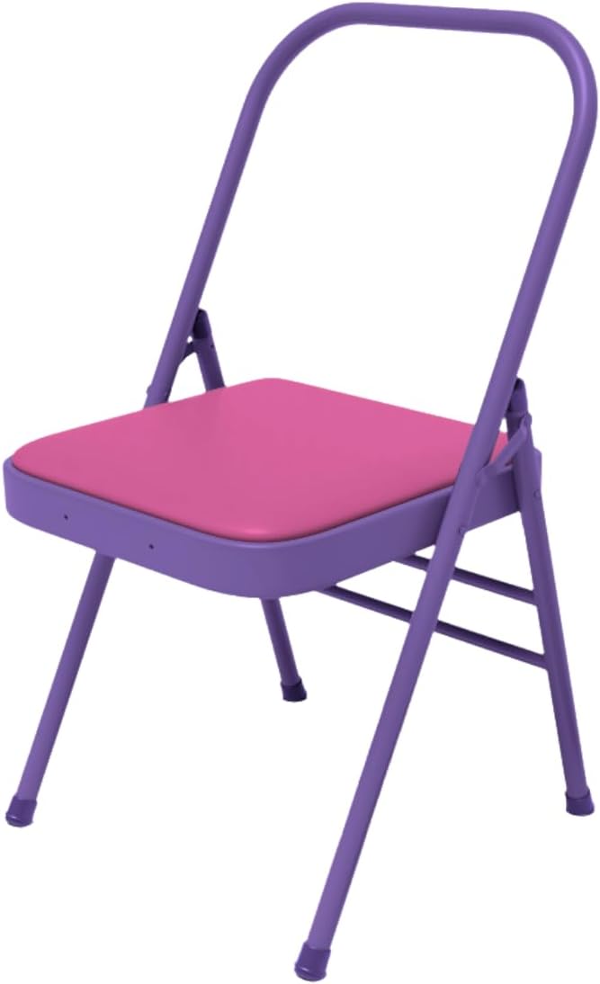 Yoga Auxiliary Chair Yoga Chair Portable Folding Yoga Chair with Non-Slip Feet Covers for Flexibility and Strength Training,Purple