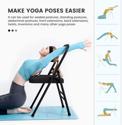 Yoga Auxiliary Chair Yoga Chair Portable Folding Yoga Chair with Non-Slip Feet Covers for Flexibility and Strength Training,Purple