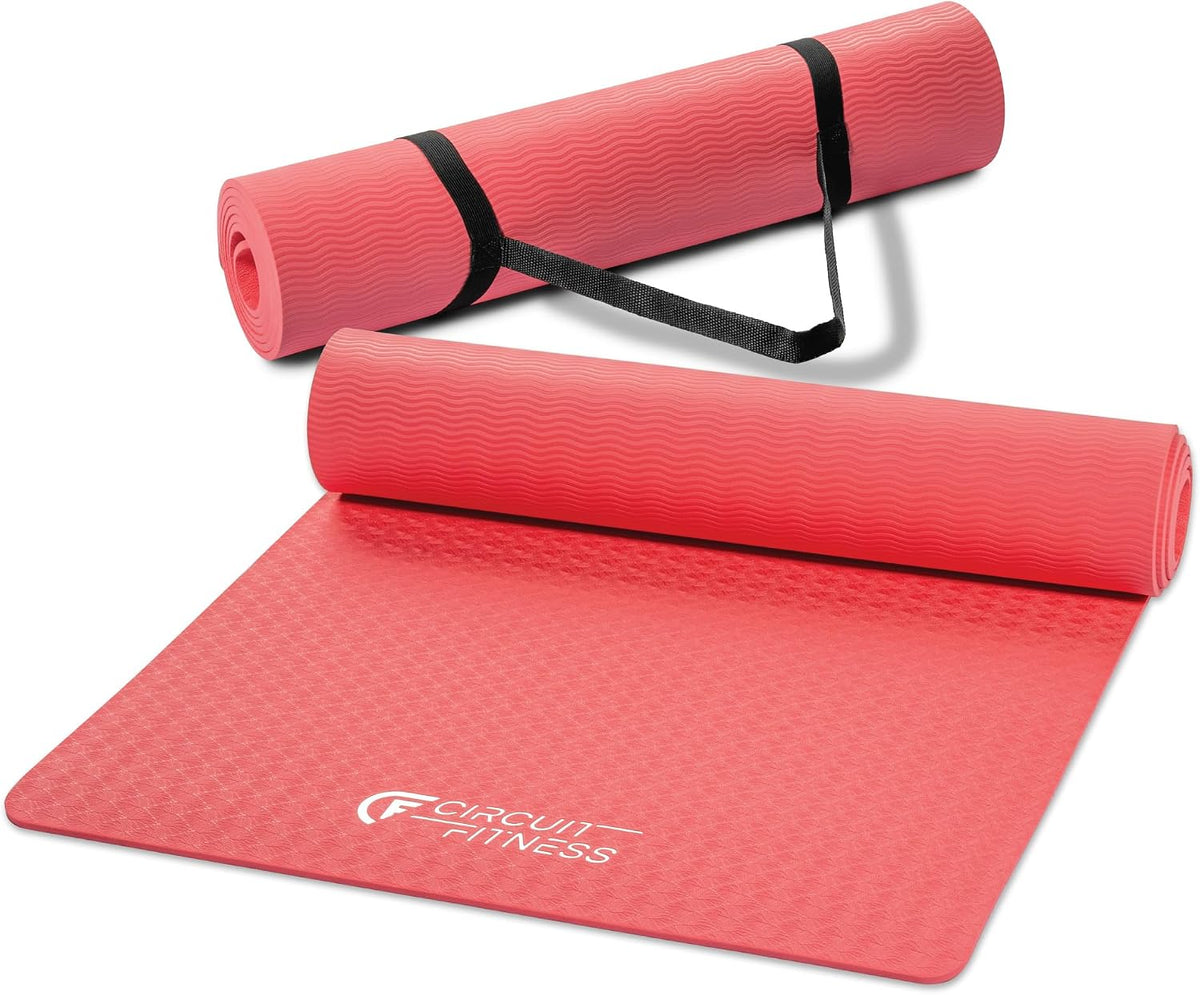 Circuit Fitness Non-Slip Multi-Purpose Exercise Yoga Mats with Carrying Strap Multi-Thickness, Multi-Color Options
