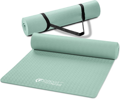 Circuit Fitness Non-Slip Multi-Purpose Exercise Yoga Mats with Carrying Strap Multi-Thickness, Multi-Color Options