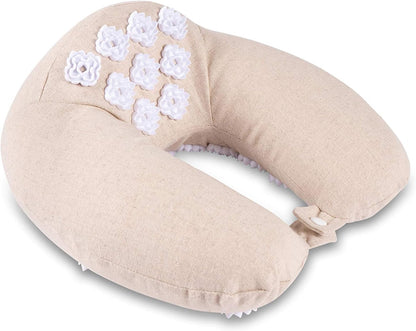 Memory Foam Acupressure Neck Pillow - High Density Memory Foam Core - Travel Accessory Pillow - Relieves Neck Pain and Back Pain - Includes Carry Bag
