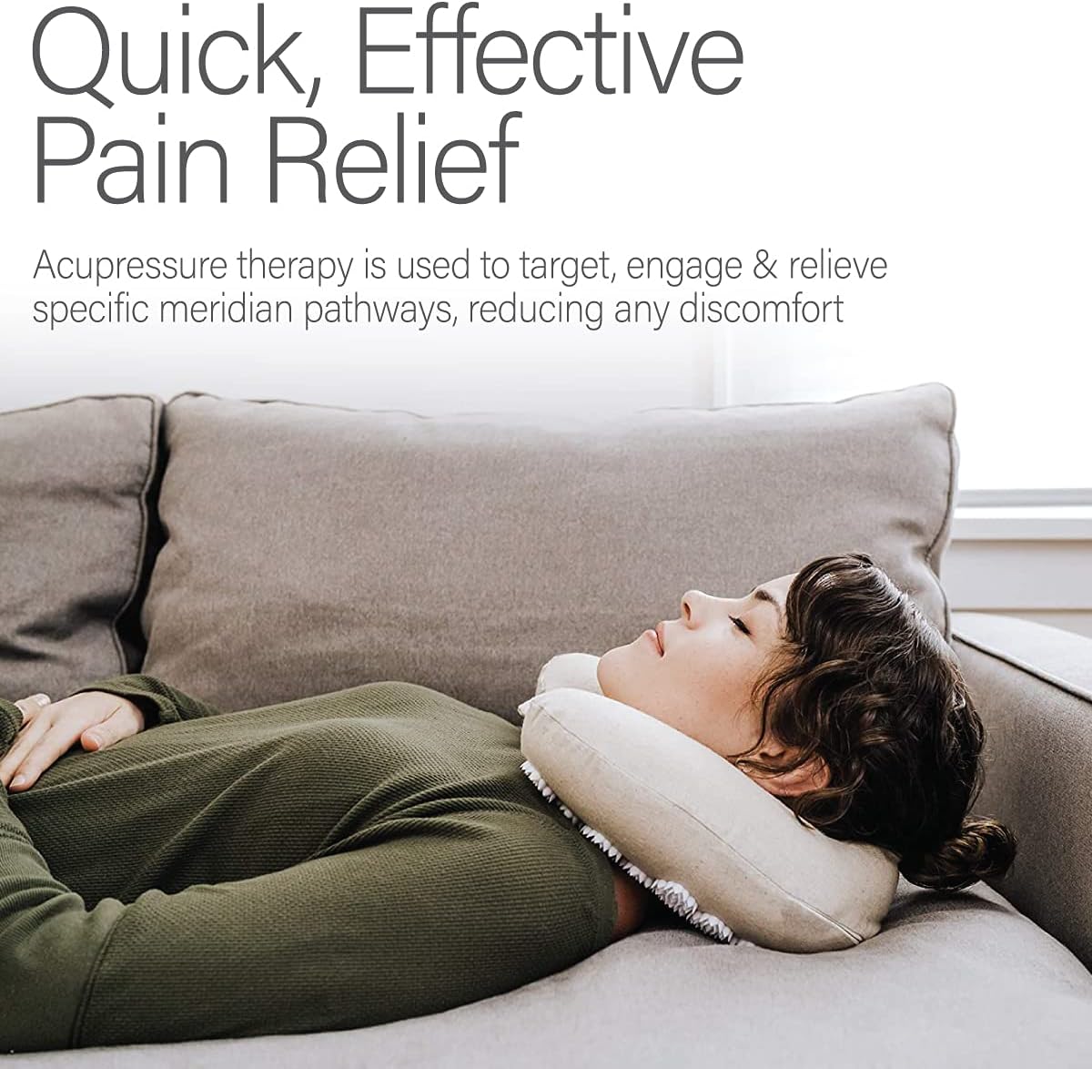Memory Foam Acupressure Neck Pillow - High Density Memory Foam Core - Travel Accessory Pillow - Relieves Neck Pain and Back Pain - Includes Carry Bag