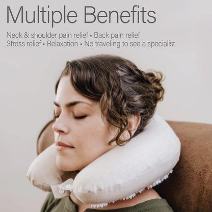 Memory Foam Acupressure Neck Pillow - High Density Memory Foam Core - Travel Accessory Pillow - Relieves Neck Pain and Back Pain - Includes Carry Bag