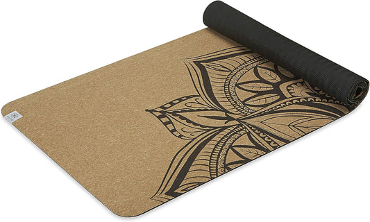 Cork Yoga Exercise Mat | Natural Sustainable Cork Resists Sweat and Odors | Non-Slip TPE Backing Prevents Slipping| Great for Hot Yoga, Pilates, Fitness Working Out (68" x 24")