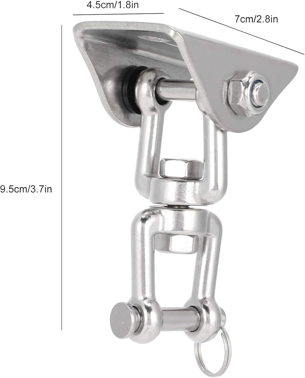Rotatable Swing Hanger Hook, 304 Stainless Steel Fixed Plate Buckle for Yoga Hammock Chair Sandbag, 360° Swivel Heavy - Duty Hanging Hardware with 450kg Load Capacity