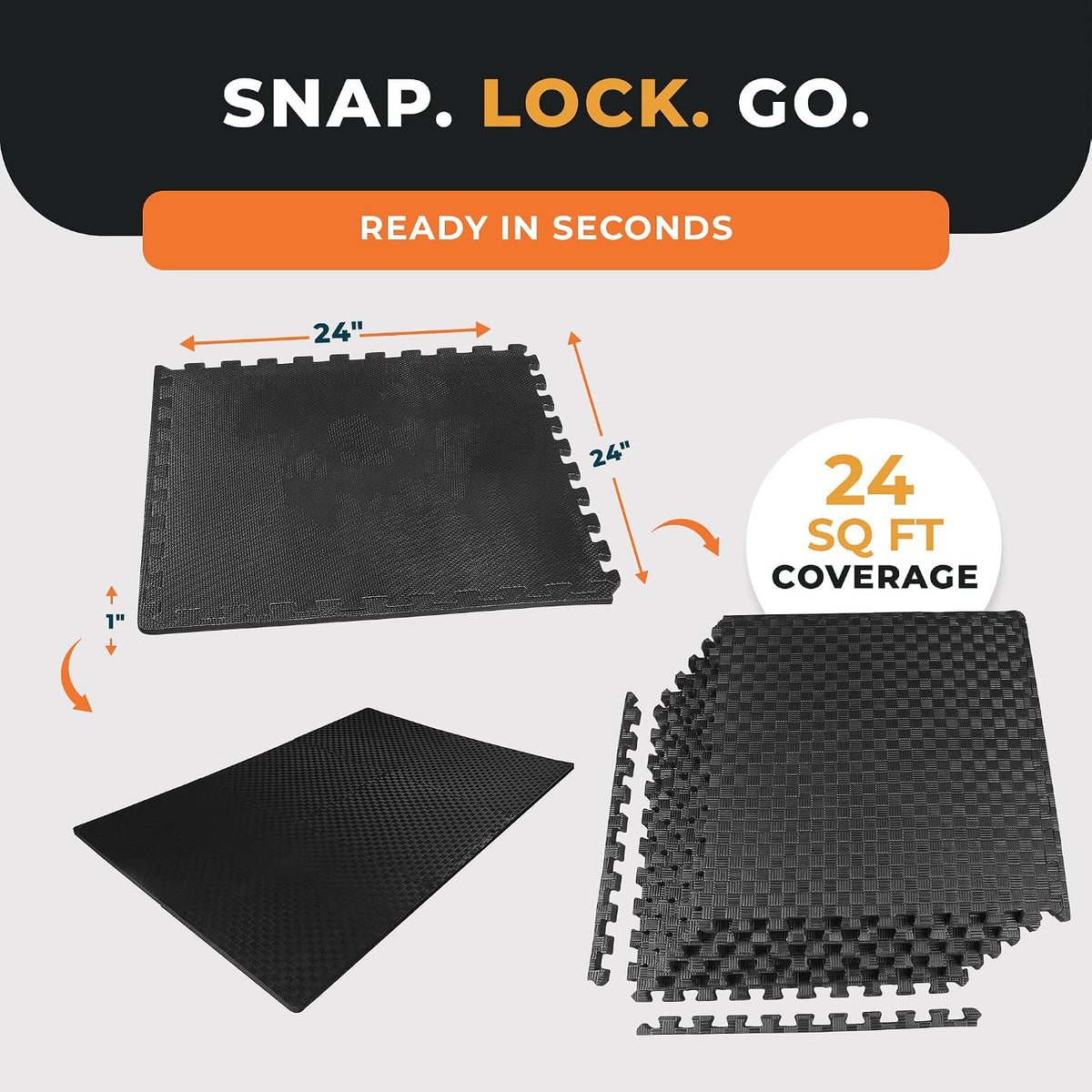 Puzzle Exercise Mat 1" Thick, EVA Interlocking Foam Floor