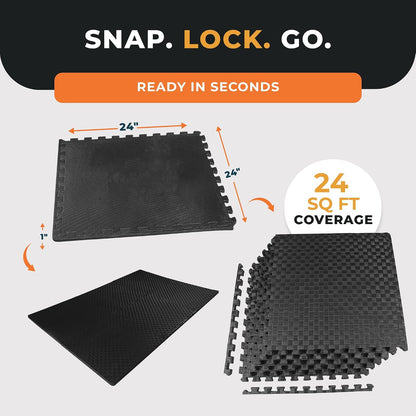 Puzzle Exercise Mat 1" Thick, EVA Interlocking Foam Floor