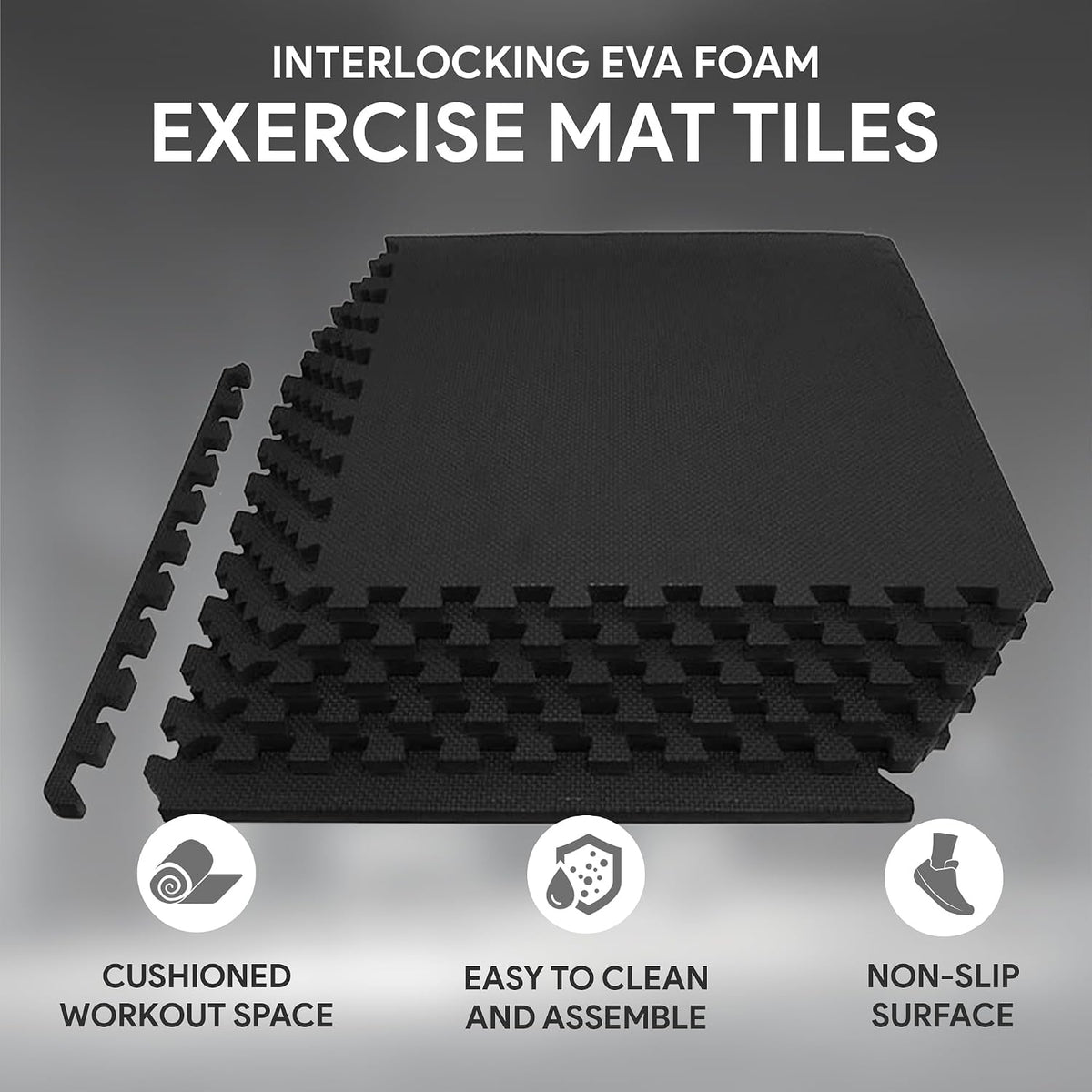 Puzzle Exercise Mat 1" Thick, EVA Interlocking Foam Floor