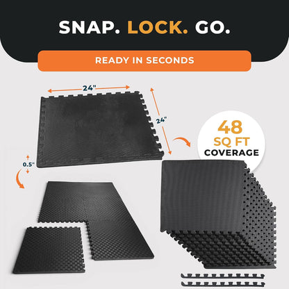 Puzzle Exercise Mat 1" Thick, EVA Interlocking Foam Floor