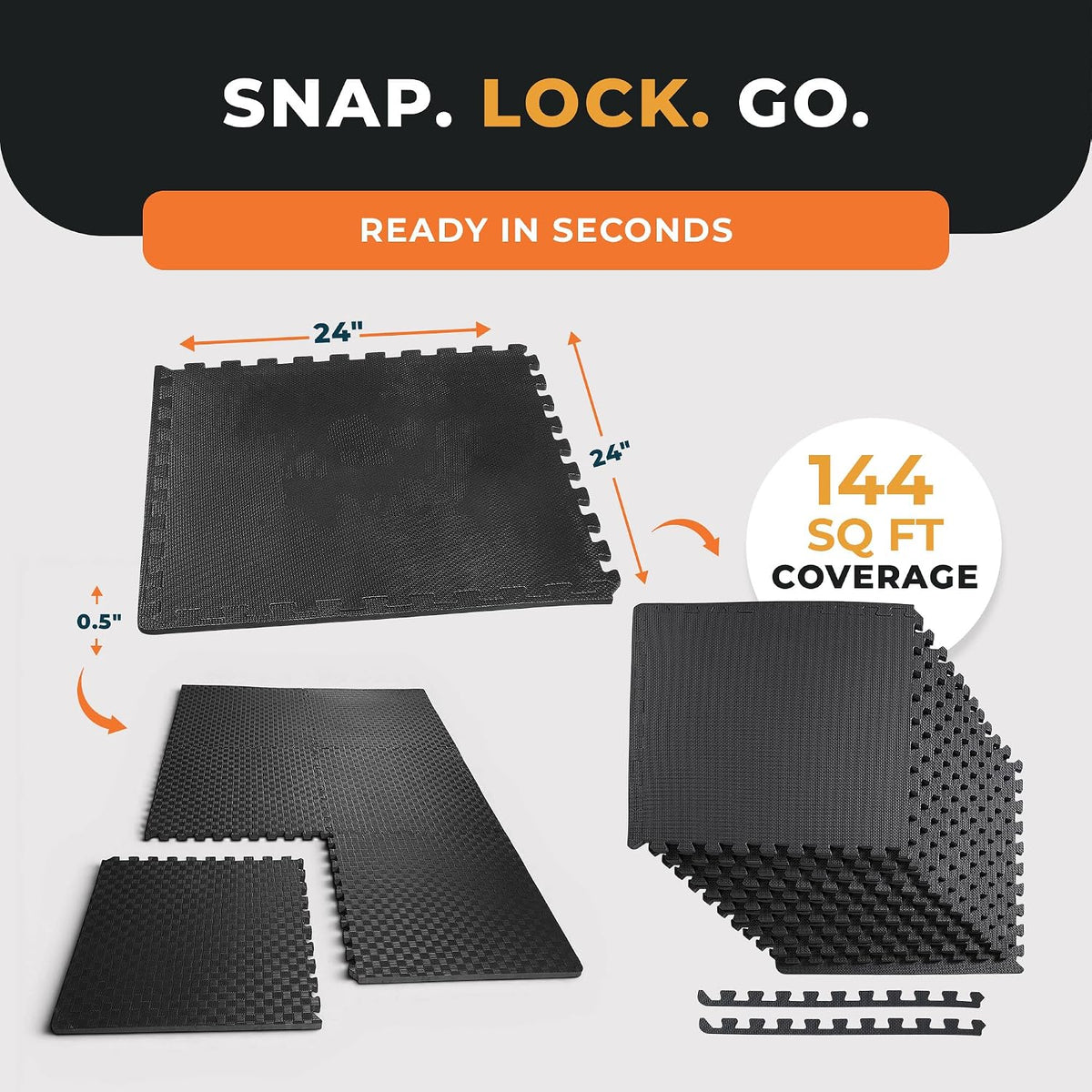 Puzzle Exercise Mat 1" Thick, EVA Interlocking Foam Floor