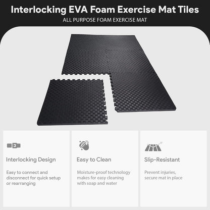 Puzzle Exercise Mat 1" Thick, EVA Interlocking Foam Floor