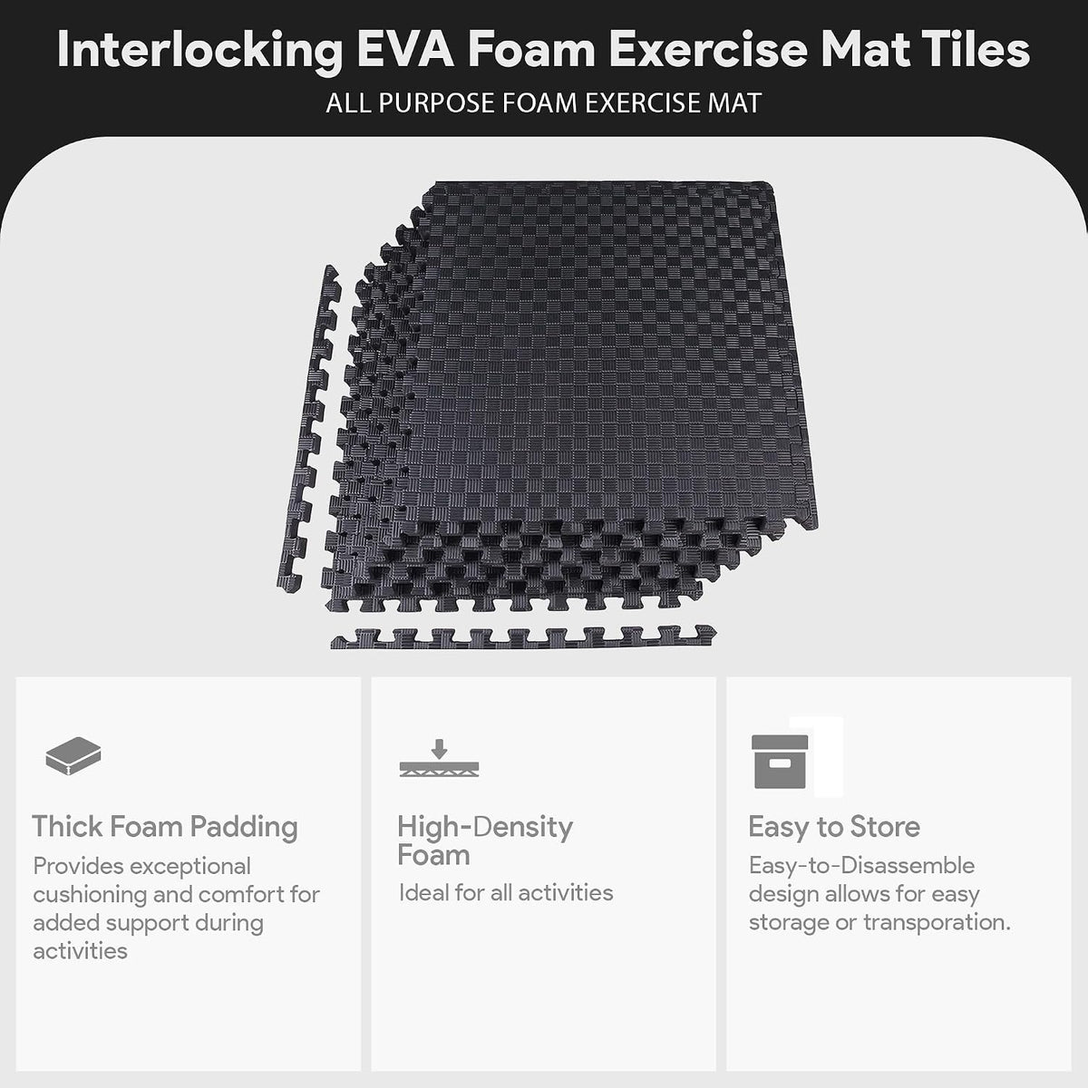 Puzzle Exercise Mat 1" Thick, EVA Interlocking Foam Floor
