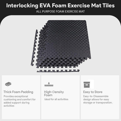 Puzzle Exercise Mat 1" Thick, EVA Interlocking Foam Floor