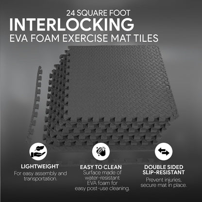 Puzzle Exercise Mat 1" Thick, EVA Interlocking Foam Floor