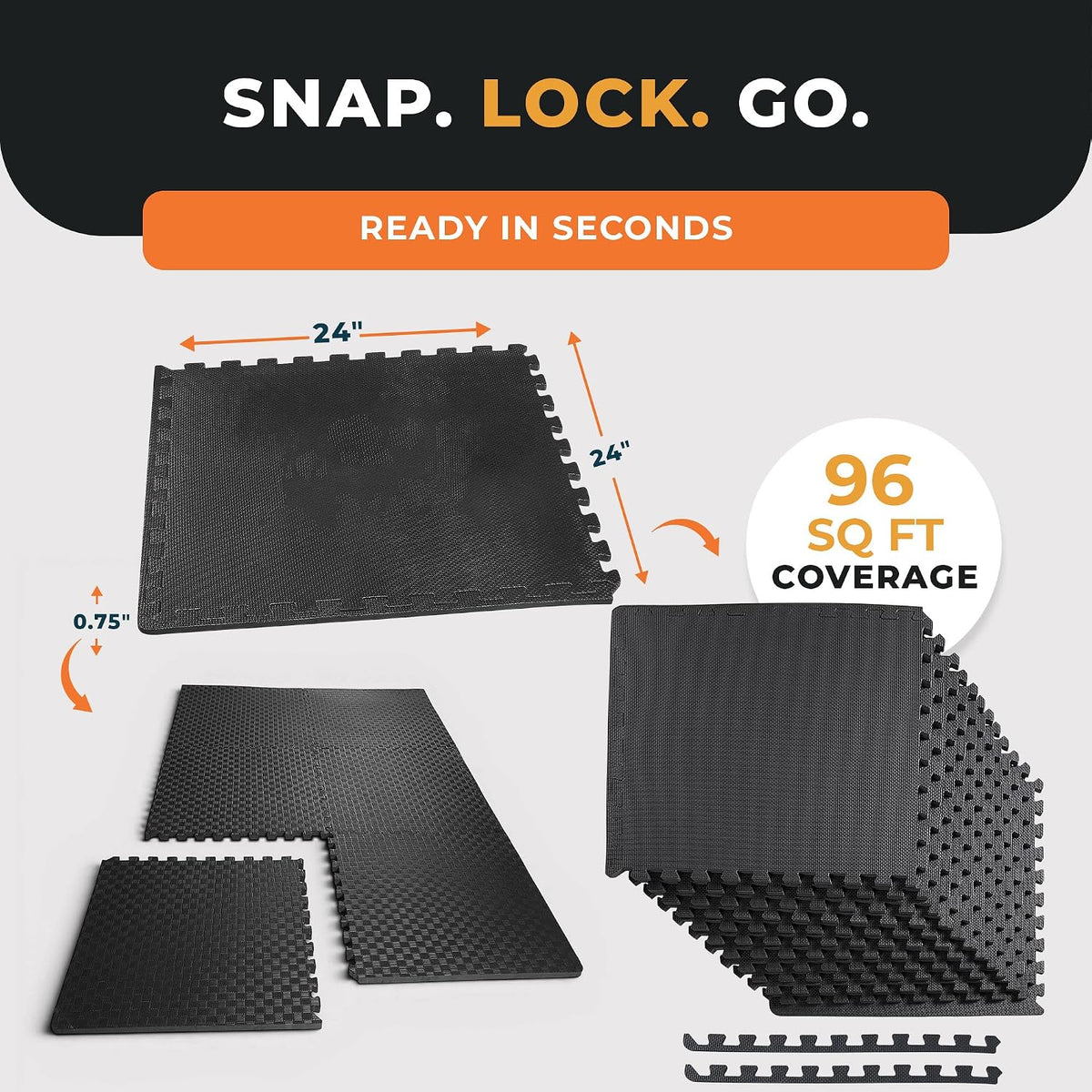 Puzzle Exercise Mat 1" Thick, EVA Interlocking Foam Floor