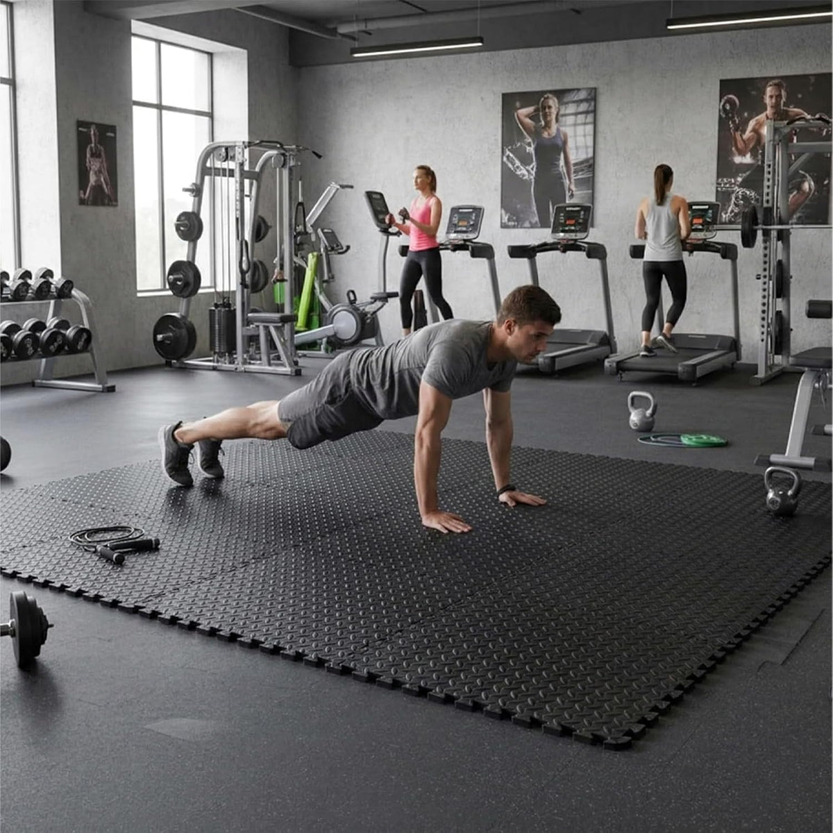 Puzzle Exercise Mat 1" Thick, EVA Interlocking Foam Floor