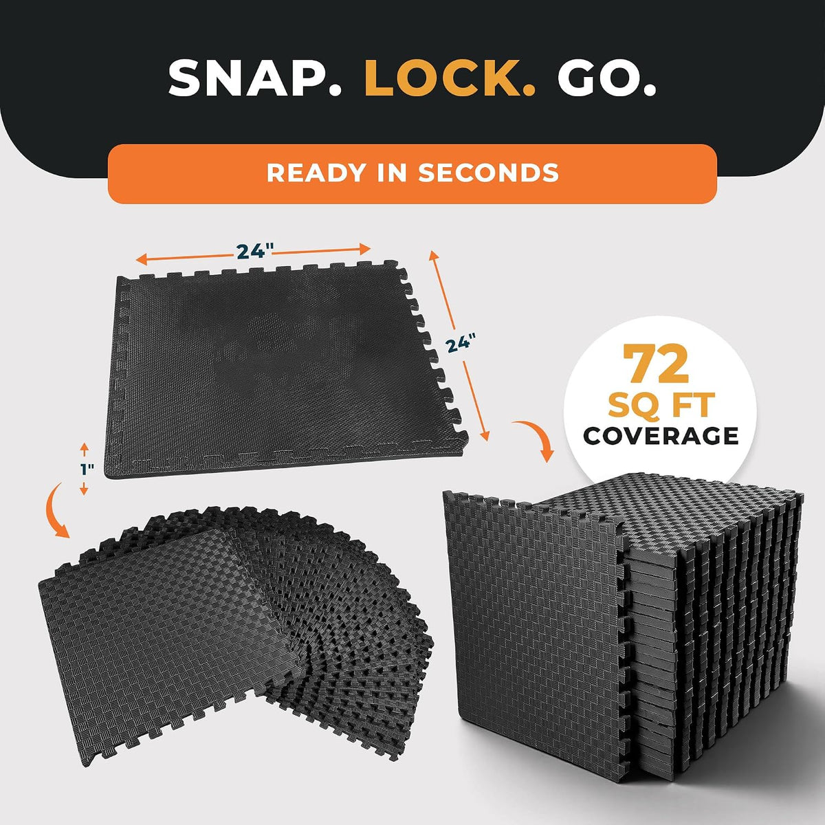 Puzzle Exercise Mat 1" Thick, EVA Interlocking Foam Floor
