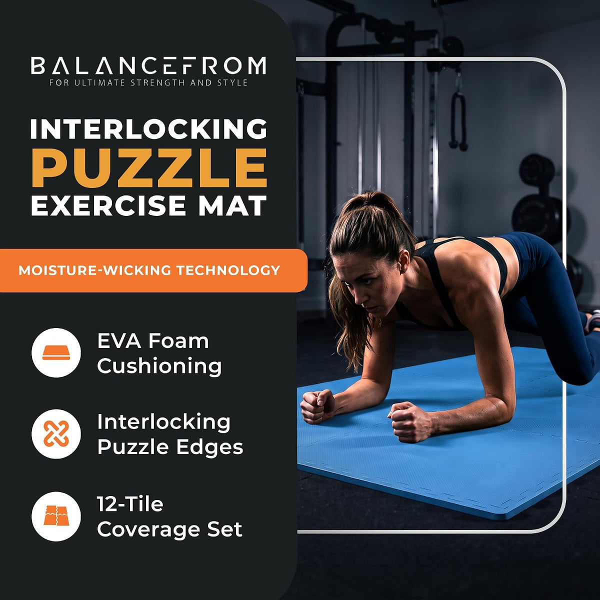 Puzzle Exercise Mat 1" Thick, EVA Interlocking Foam Floor
