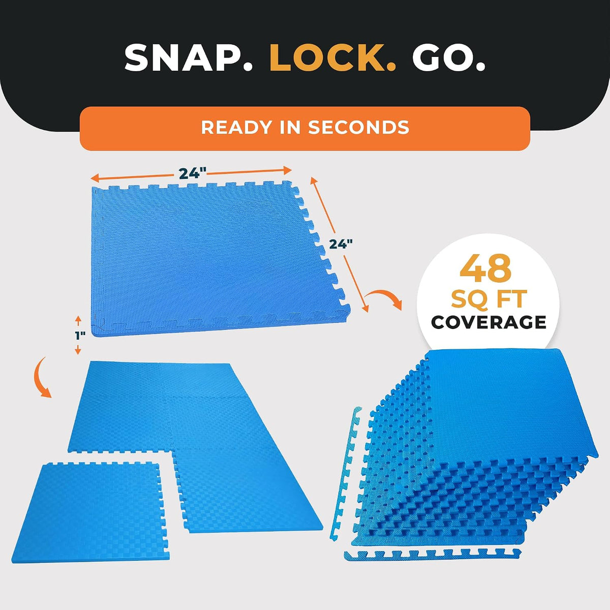 Puzzle Exercise Mat 1" Thick, EVA Interlocking Foam Floor