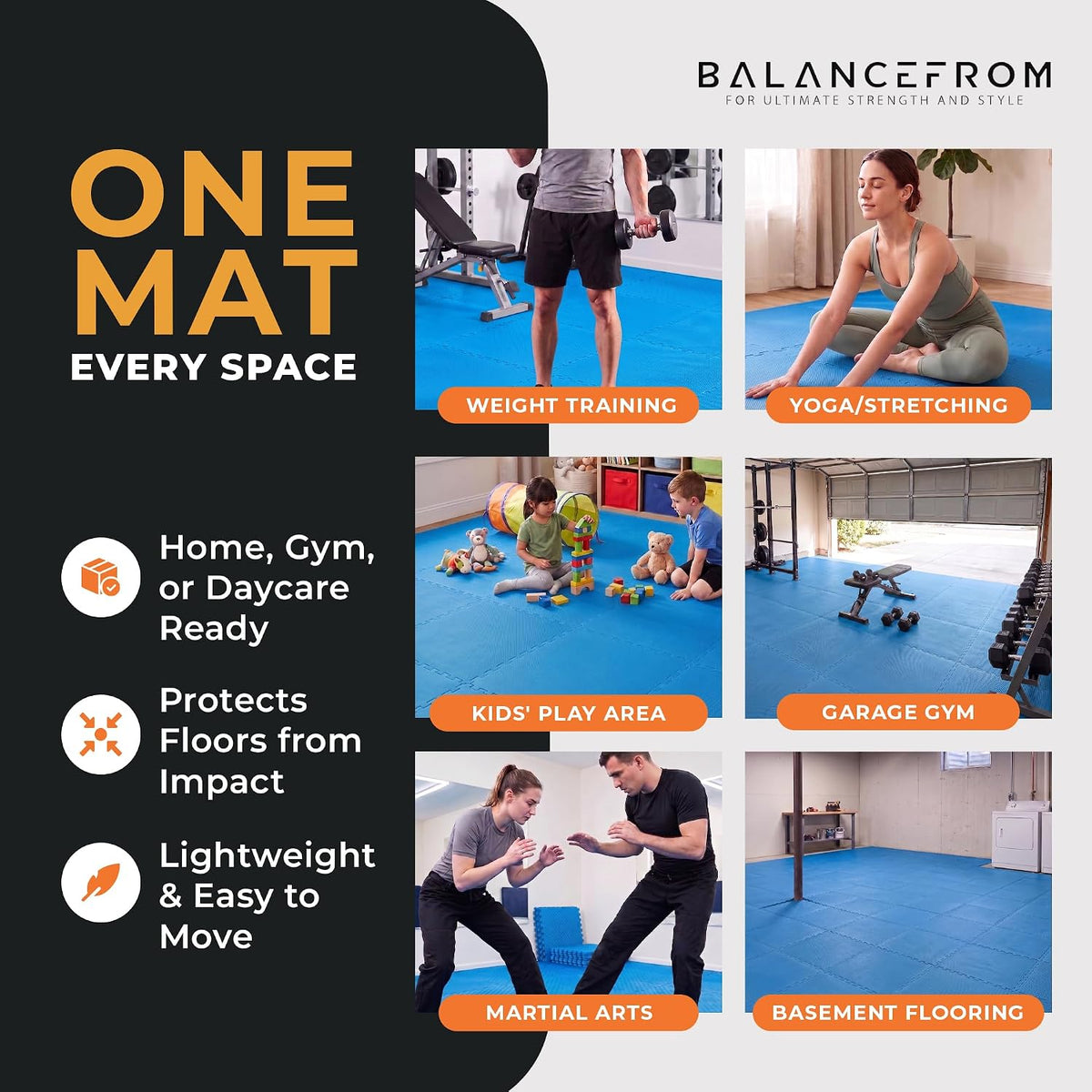 Puzzle Exercise Mat 1" Thick, EVA Interlocking Foam Floor