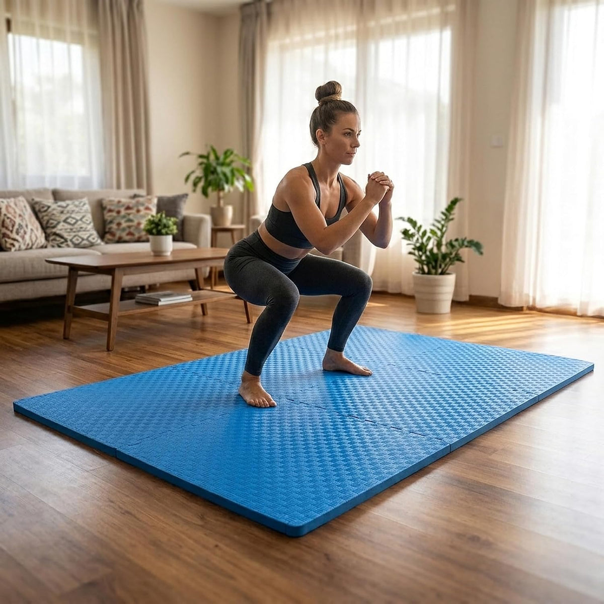 Puzzle Exercise Mat 1" Thick, EVA Interlocking Foam Floor