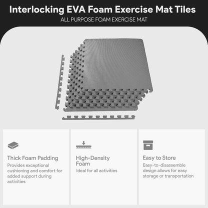 Puzzle Exercise Mat 1" Thick, EVA Interlocking Foam Floor