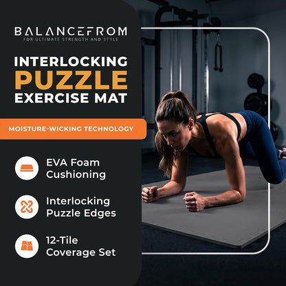 Puzzle Exercise Mat 1" Thick, EVA Interlocking Foam Floor