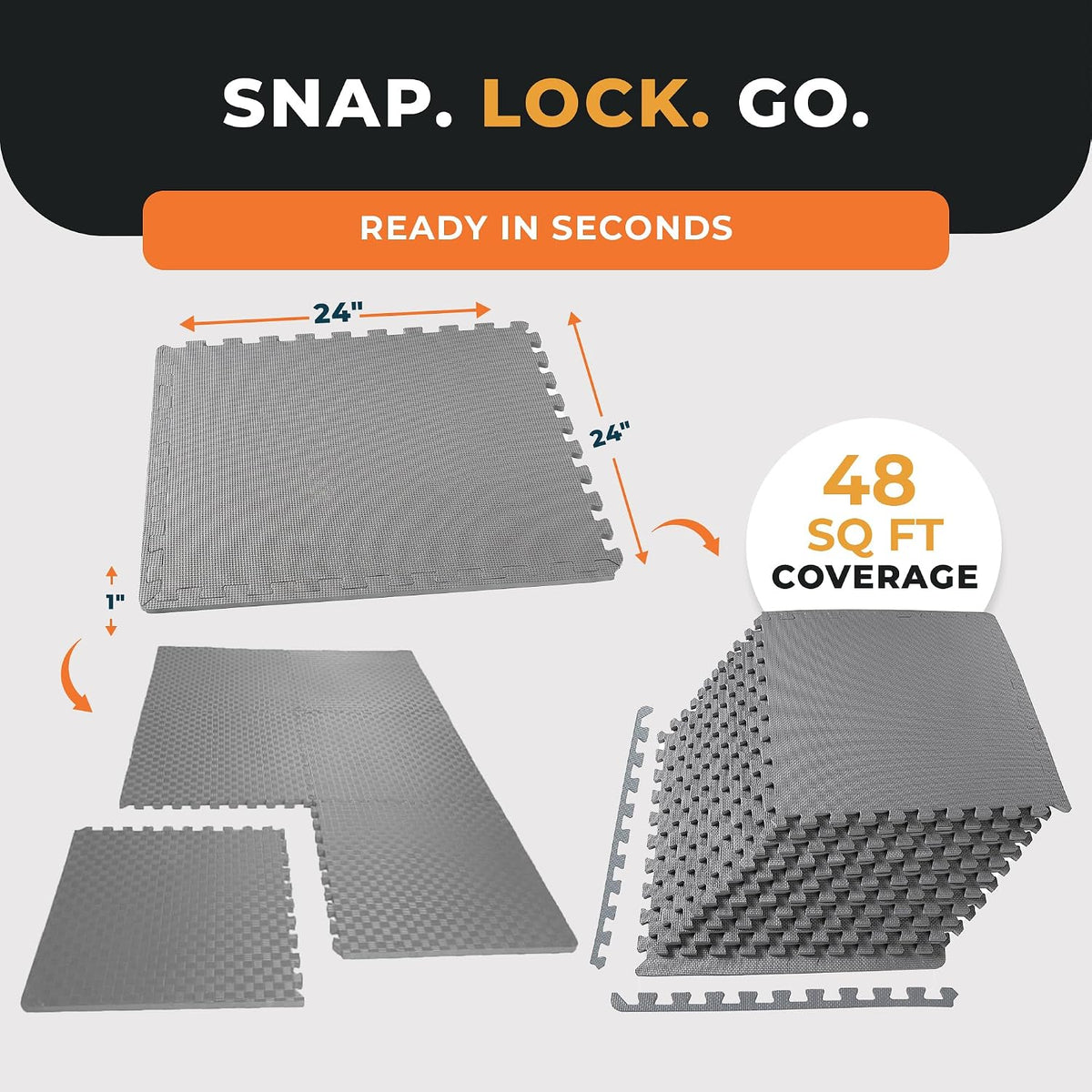 Puzzle Exercise Mat 1" Thick, EVA Interlocking Foam Floor
