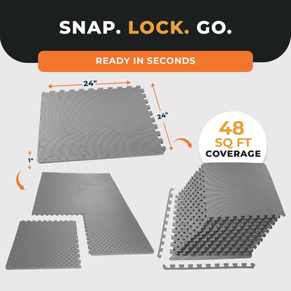 Puzzle Exercise Mat 1" Thick, EVA Interlocking Foam Floor