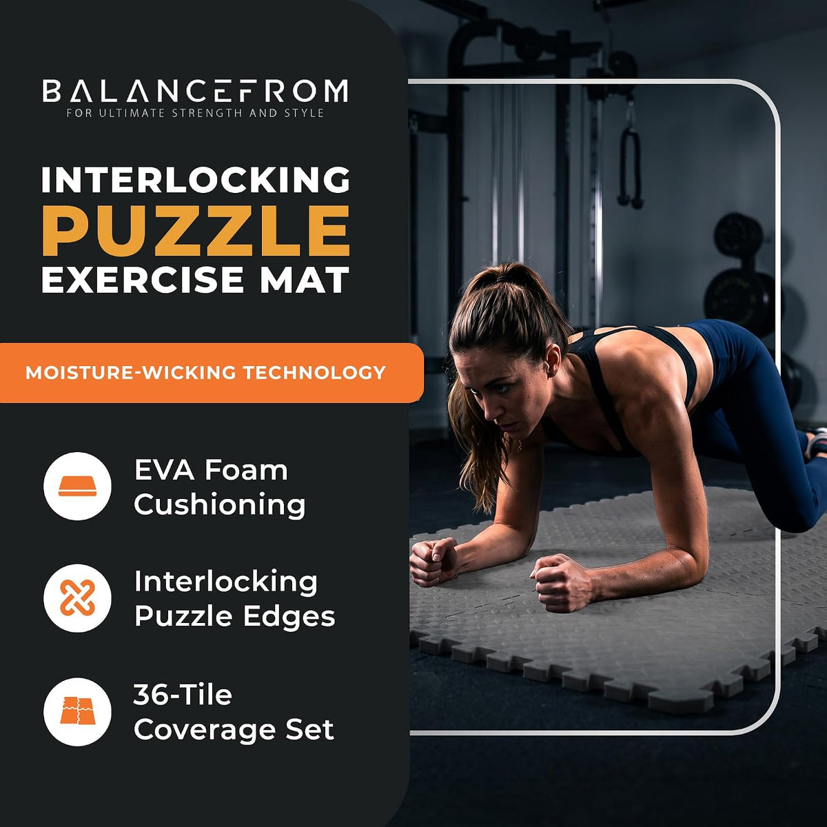 Puzzle Exercise Mat 1" Thick, EVA Interlocking Foam Floor