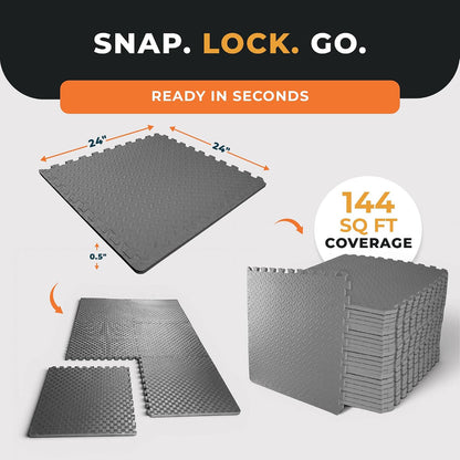 Puzzle Exercise Mat 1" Thick, EVA Interlocking Foam Floor