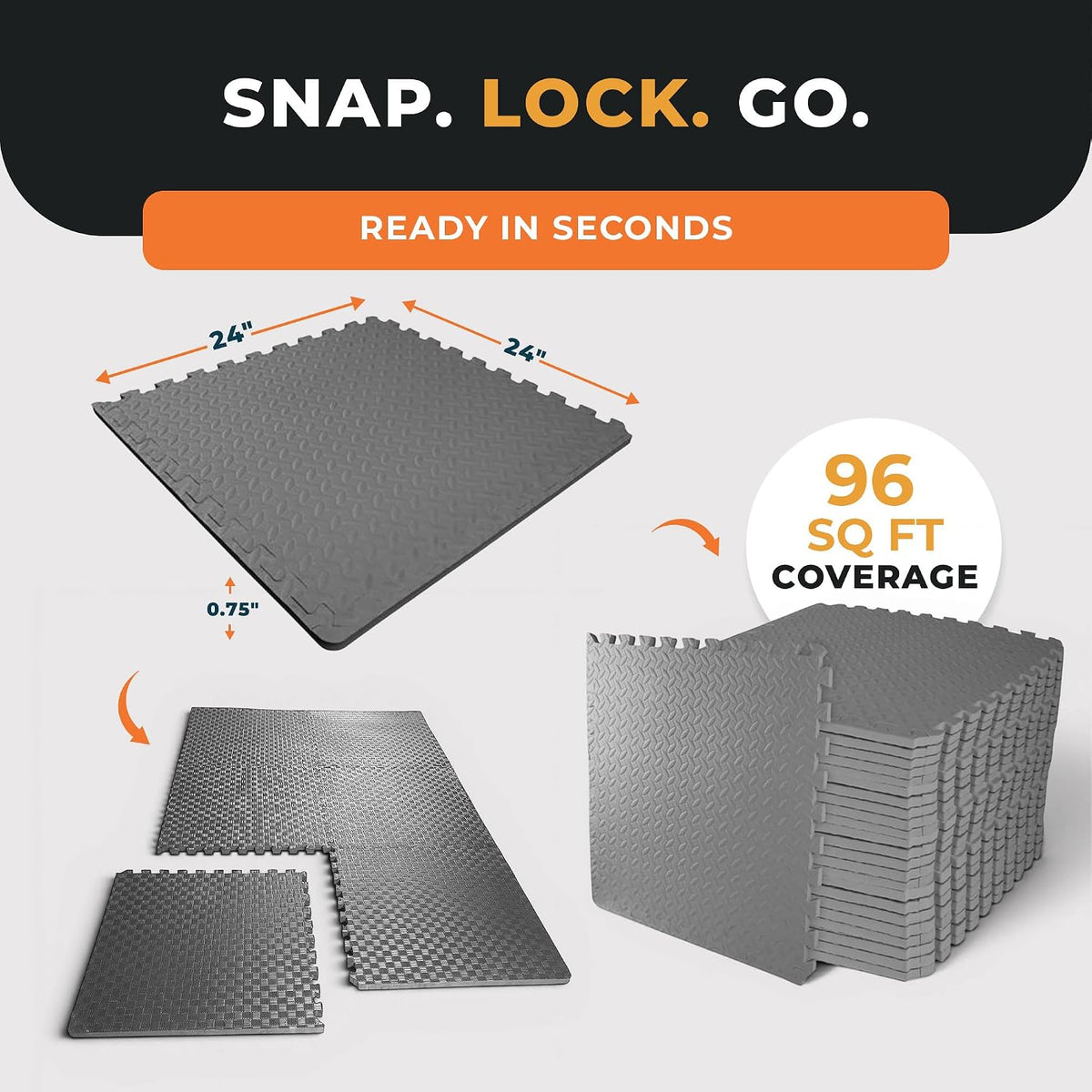 Puzzle Exercise Mat 1" Thick, EVA Interlocking Foam Floor