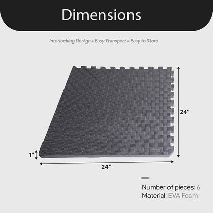 Puzzle Exercise Mat 1" Thick, EVA Interlocking Foam Floor