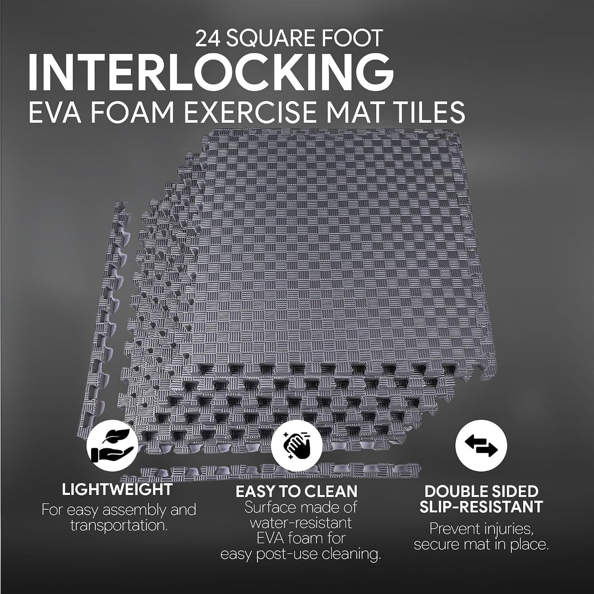 Puzzle Exercise Mat 1" Thick, EVA Interlocking Foam Floor