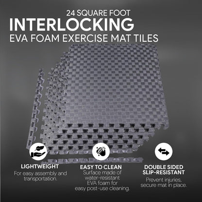 Puzzle Exercise Mat 1" Thick, EVA Interlocking Foam Floor